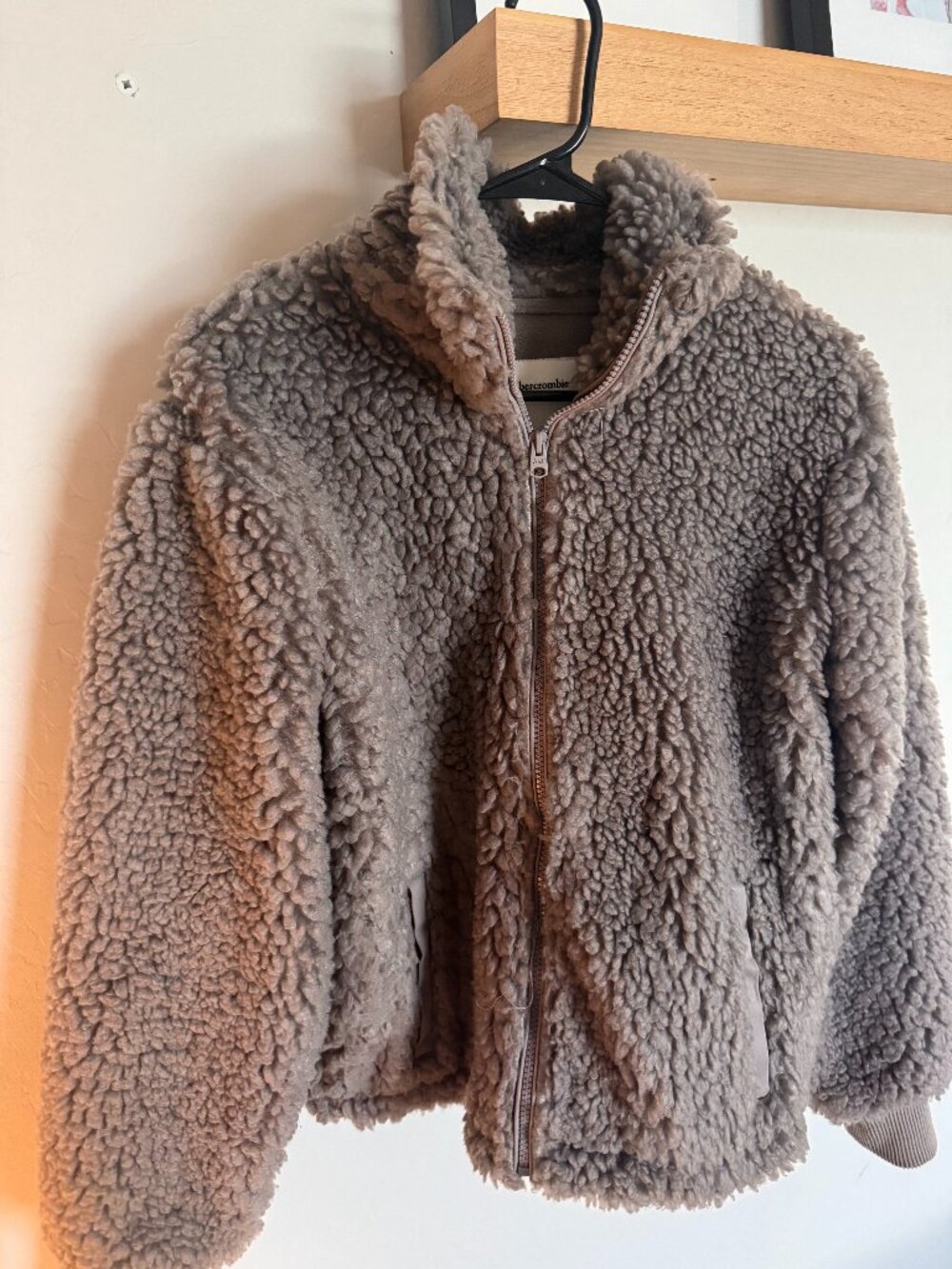 Abercrombie & Fitch sherpa/teddy fleece full-zip jacket